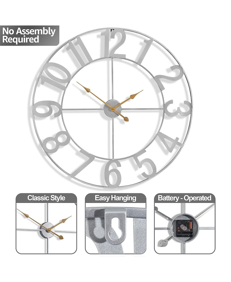Sorbus 32 inch Large Wall Clock for Living Room Decor (White)