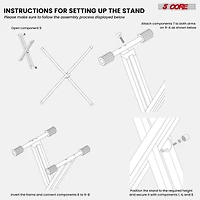 5 Core Piano Stand Double Braced Adjustable Keyboard Stands Metal X Style On Stage Keyboard Seat Durable & Sturdy Easy To Assemble - Ks 2X Blk