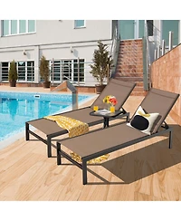 Gymax Set of 2 Aluminum Patio Chaise Lounge Outdoor Adjustable Lounge Chair W/ 6-Position Backrest