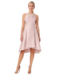 Adrianna Papell Beaded-Neck Mikado Dress