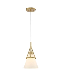 Cashmere Gold Metal Mini Pendant Light 7 1/2" Wide Modern Frosted White Glass Cone Shade Fixture for Dining Room House Bedroom Kitchen Island Hal