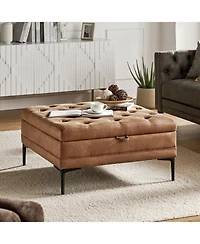 Traditional Geoffrev Lift Top Shelved Storage Cocktail Ottoman