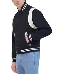 Hudson Men's Varsity Jacket with Faux Leather Trim
