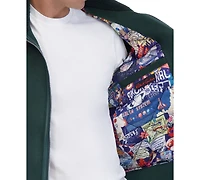 Robert Graham Men's Faux Suede Bomber with Sherpa Stand Collar