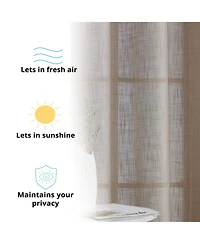 Hlc.me Abbey Faux Linen Textured Semi Sheer Privacy Sun Light Filtering Transparent Window Grommet Curtain Panels