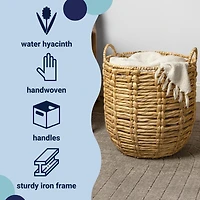 Jonathan Y Laurel 19.49" Bohemian Hand-Woven Abaca Hamper Basket with Handles