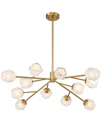 Possini Euro Design Tofay Brushed Brass Sputnik Chandelier 37 3/4" Wide Modern Led Frost Glass 12-Light Fixture for Dining Room