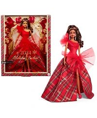 Barbie Signature 2024 Holiday Barbie Fashion Doll, Seasonal Collector Gift, Light Brown Hair with Plaid Gown