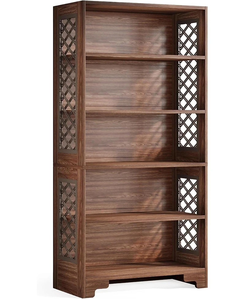 Tribesigns 6-Tier Bookcase, 70.8" Vintage Tall Bookcase, Floor Standing 5-Shelf Display Rack Storage Shelves Mid-Century Bookcase for Home Office, Liv