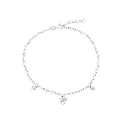 Simona Sterling Silver Heart Charm Anklet