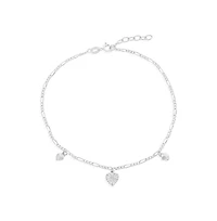 Simona Sterling Silver Heart Charm Anklet