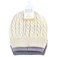 Hudson Baby Girls 3Pk Knitted Hats
