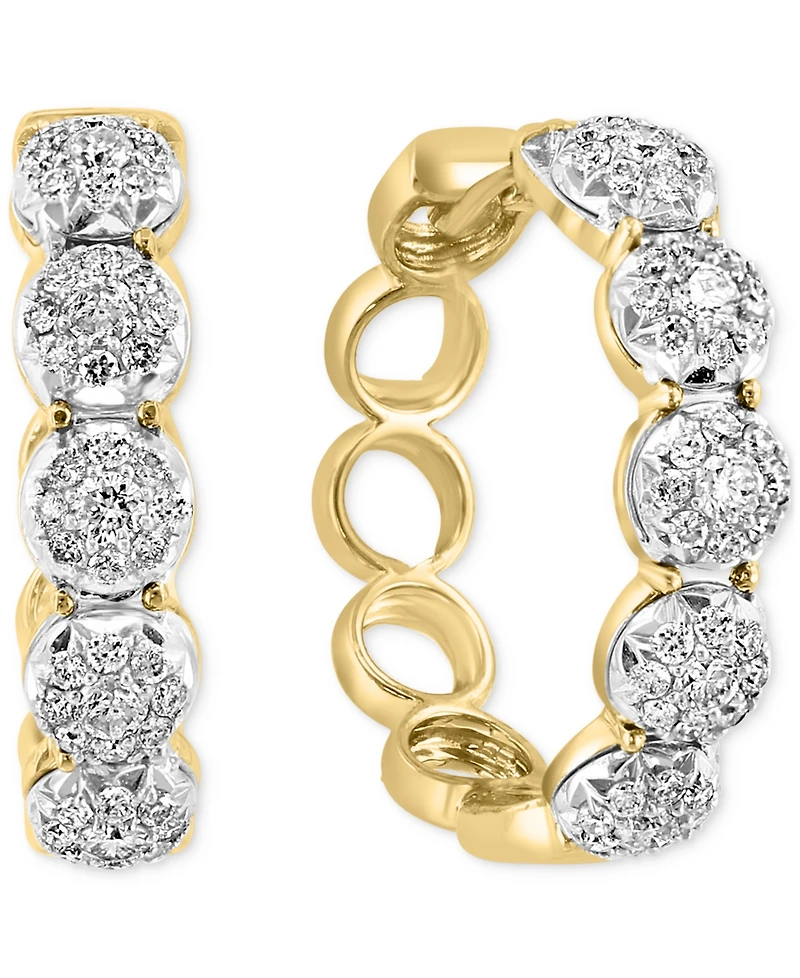 Effy Diamond Halo & Open Circle Small Hoop Earrings (1/2 ct. t.w.) in 14k Two-Tone Gold, 0.625"
