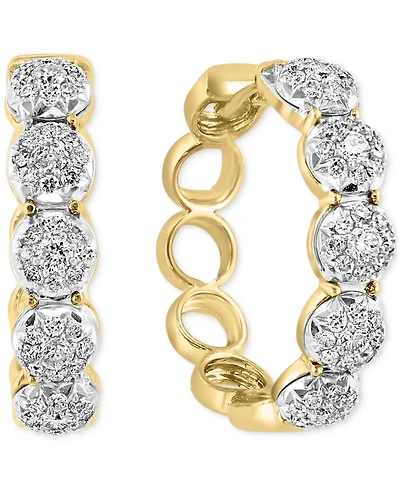 Effy Diamond Halo & Open Circle Small Hoop Earrings (1/2 ct. t.w.) in 14k Two-Tone Gold, 0.625"