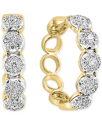 Effy Diamond Halo & Open Circle Small Hoop Earrings (1/2 ct. t.w.) in 14k Two-Tone Gold, 0.625"