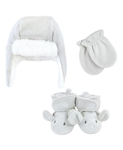 Hudson Baby Baby Boys Hudson Unisex Unisex Winter Warmth 3Pk Earflap Hat, Mittens & Plush Booties