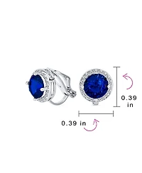Bling Jewelry Classic 2CT Round Cz Cubic Zirconia Solitaire Halo Clip On Stud Earrings Non Pierced 7MM