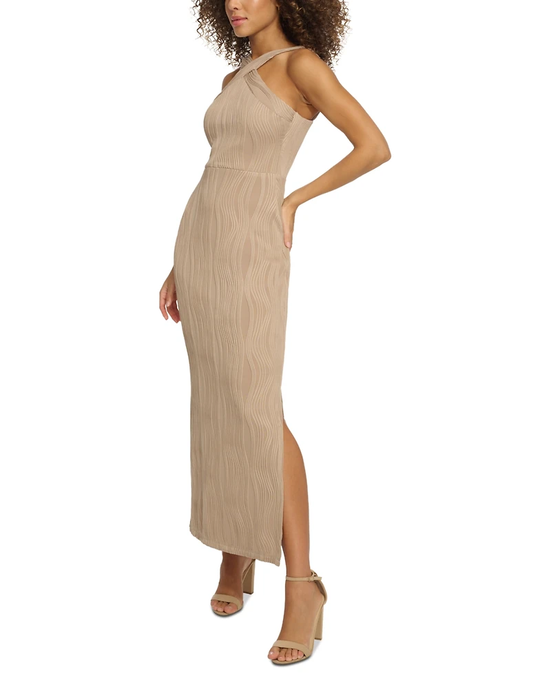 Siena Women's Wavy-Texture Sleeveless Maxi Dress