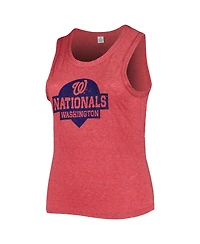 Soft as a Grape Women's Red Washington Nationals Plus High Neck Tri-Blend Tank Top