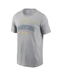 Nike Men's Heather Gray Milwaukee Brewers Home Team Athletic Arch T-Shirt