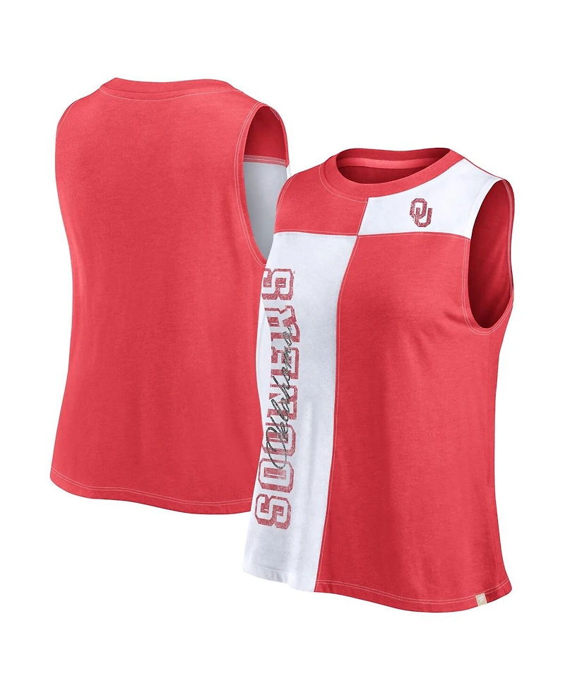 Fanatics Women's Crimson/White Oklahoma Sooners Colorblock High Neck Tank Top
