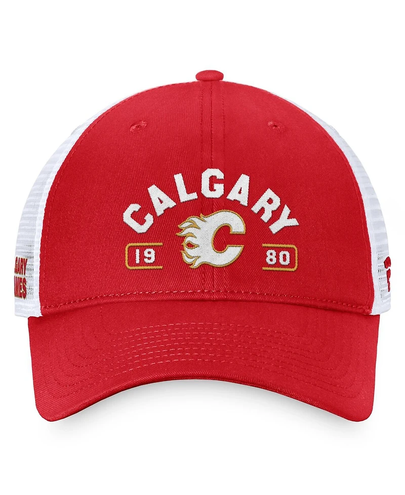 Fanatics Men's Red/White Calgary Flames Free Kick Trucker Adjustable Hat