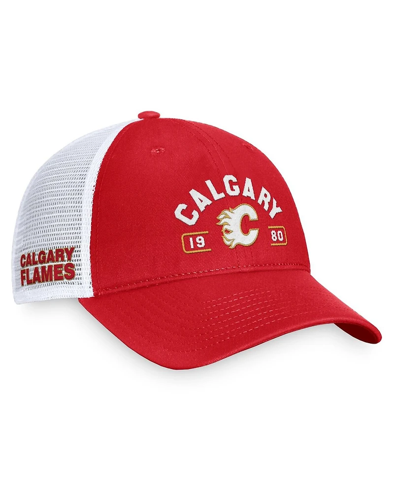 Fanatics Men's Red/White Calgary Flames Free Kick Trucker Adjustable Hat