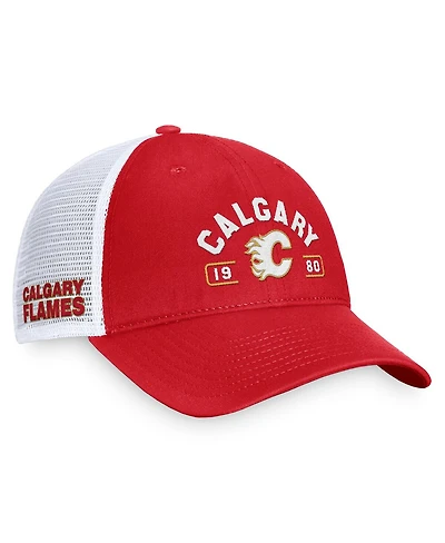 Fanatics Men's Red/White Calgary Flames Free Kick Trucker Adjustable Hat