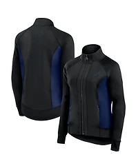 Fanatics Women's Black Atlanta Braves Studio Fitted Full-Zip Gym Track Jacket