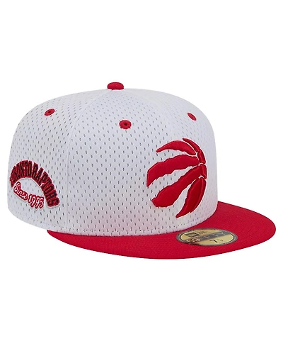 New Era Men's White/Red Toronto Raptors Throwback 2Tone 59FIFTY Fitted Hat