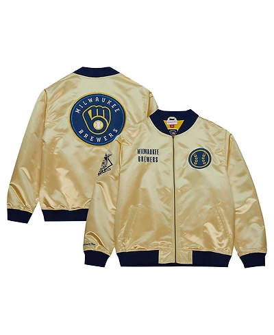 Mitchell & Ness Gold Milwaukee Brewers Og 2.0 Lightweight Satin Full-Zip Jacket