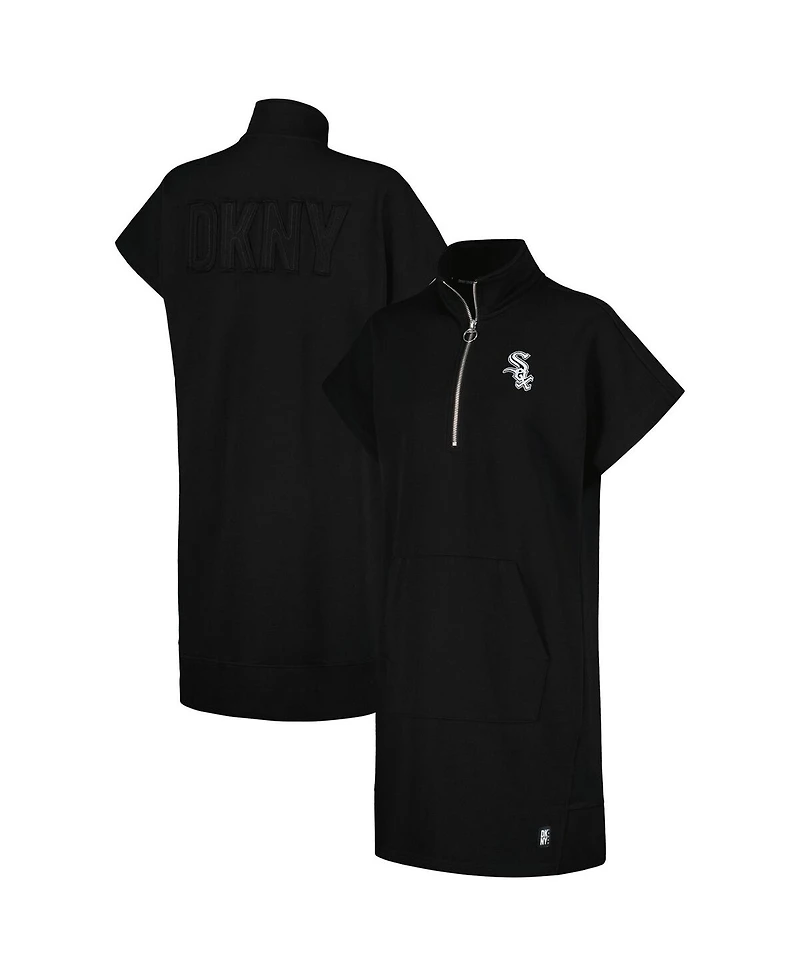 Dkny Women's Black Chicago White Sox Emily Quarter-Zip Sneaker Dress