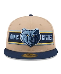 New Era Men's Tan/Navy Memphis Grizzlies 2024 Nba Draft 59FIFTY Hat