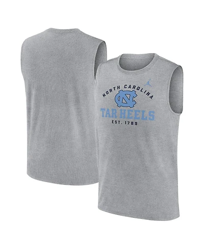 Jordan Men's Heather Gray North Carolina Tar Heels Primetime Legend Lock Up Performance Muscle Tank Top