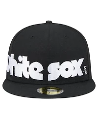 New Era Men's Black Chicago White Sox Checkered Undervisor 59FIFTY Fitted Hat