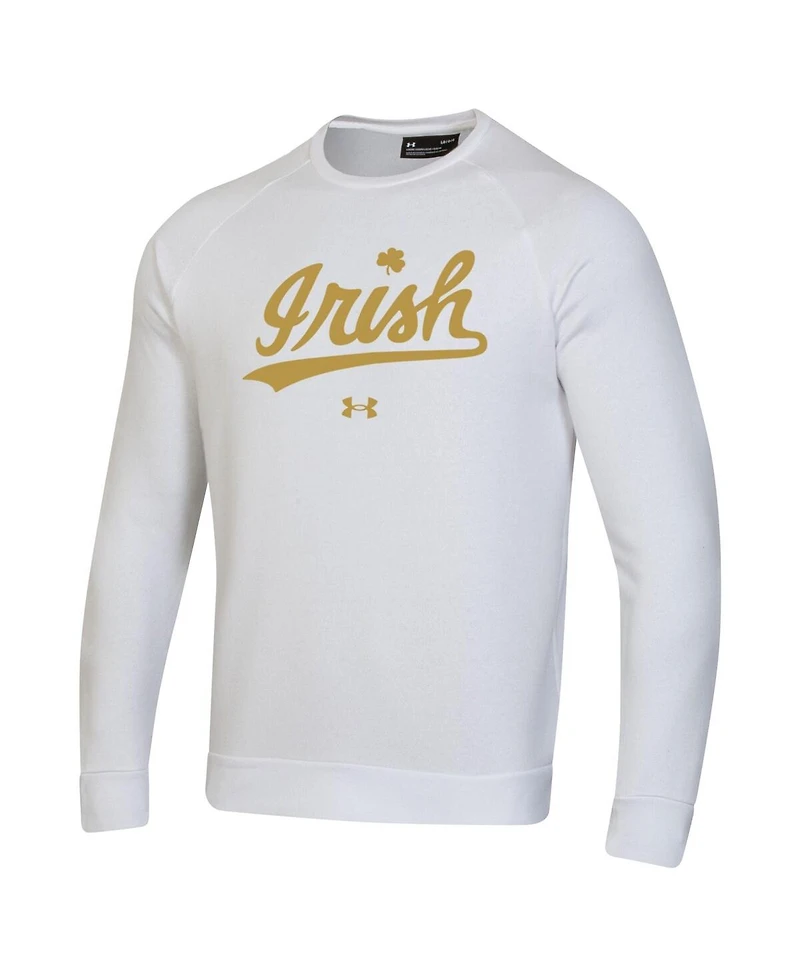 Under Armour Men's White Notre Dame Fighting Irish Rival Gold Rush Raglan Pullover Sweatshirt