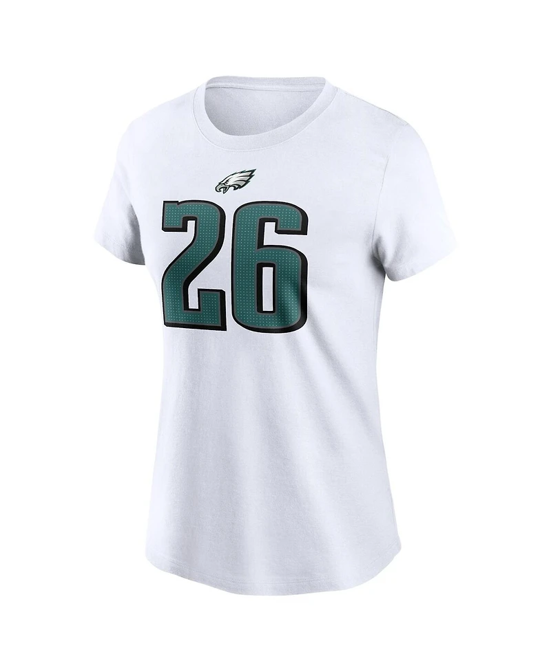 Nike Women's Saquon Barkley White Philadelphia Eagles Player Name Number T-Shirt
