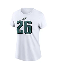 Nike Women's Saquon Barkley White Philadelphia Eagles Player Name Number T-Shirt