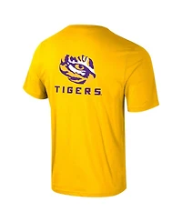 Colosseum Men's Gold Lsu Tigers Logo Lockup 2-Hit Active Blend T-Shirt