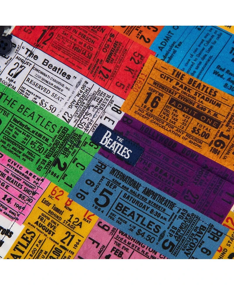 Section 119 Men's Red the Beatles Ticket Stub Button-Down Shirt