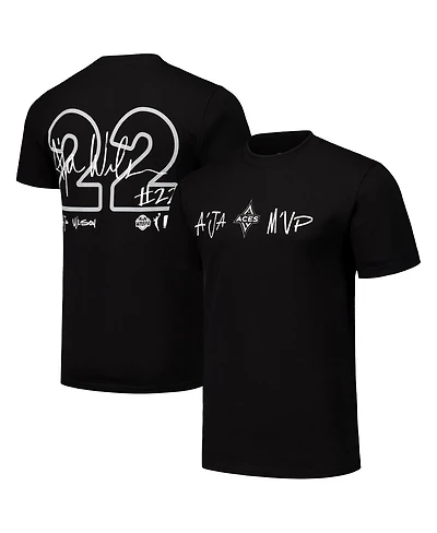 Round21 Men's and Women's A'ja Wilson Black Las Vegas Aces Player Signature Name Number T-Shirt