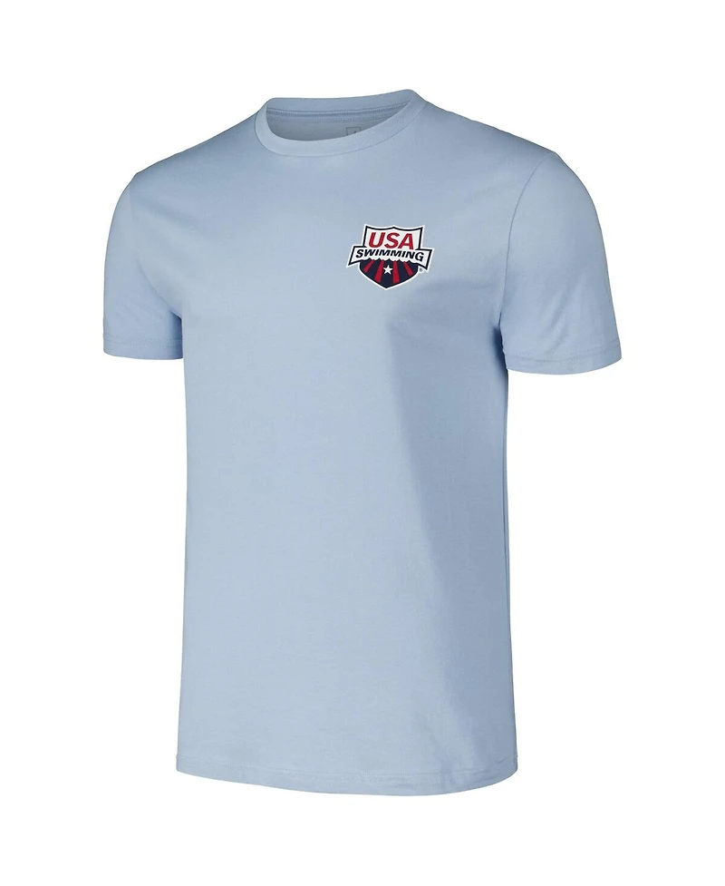 Flomotion Men's and Women's Powder Blue Usa Swimming Swimmer T-Shirt