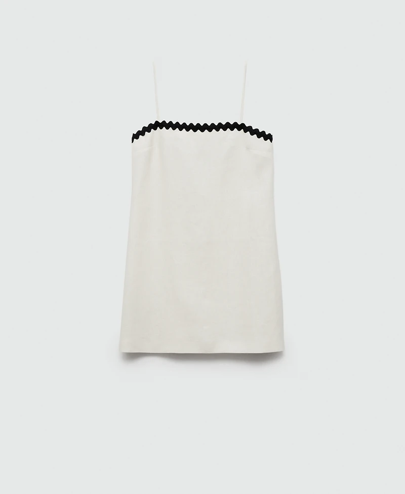 Mango Women's Contrasting Details Linen Dress