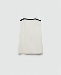 Mango Women's Contrasting Details Linen Dress