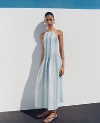 Mango Women's Striped Linen Dress