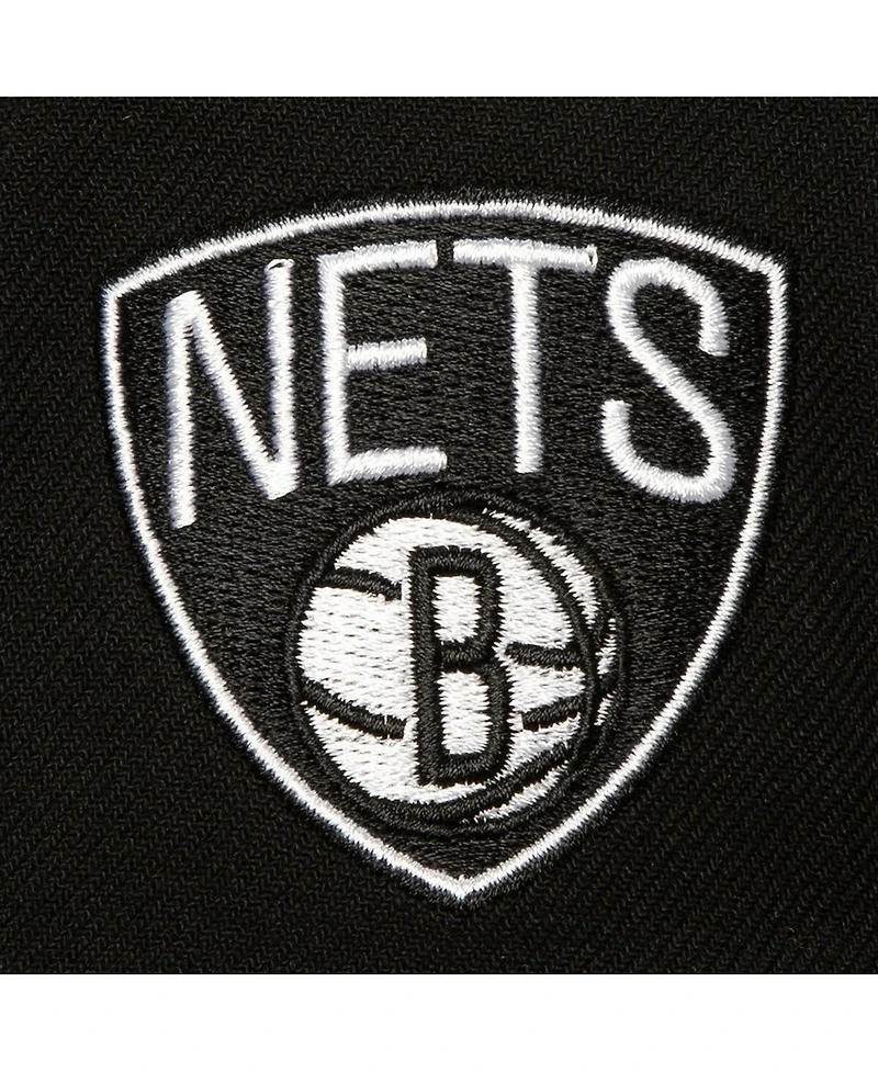 Mitchell & Ness Men's White/Black Brooklyn Nets Retro Sport Colorblock Script Snapback Hat