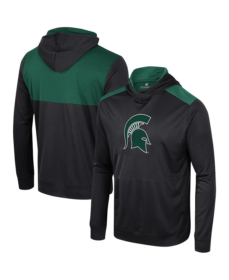 Colosseum Men's Black Michigan State Spartans Warm Up Long Sleeve Hoodie T-Shirt