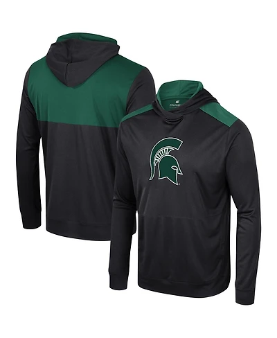 Colosseum Men's Black Michigan State Spartans Warm Up Long Sleeve Hoodie T-Shirt