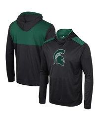 Colosseum Men's Black Michigan State Spartans Warm Up Long Sleeve Hoodie T-Shirt
