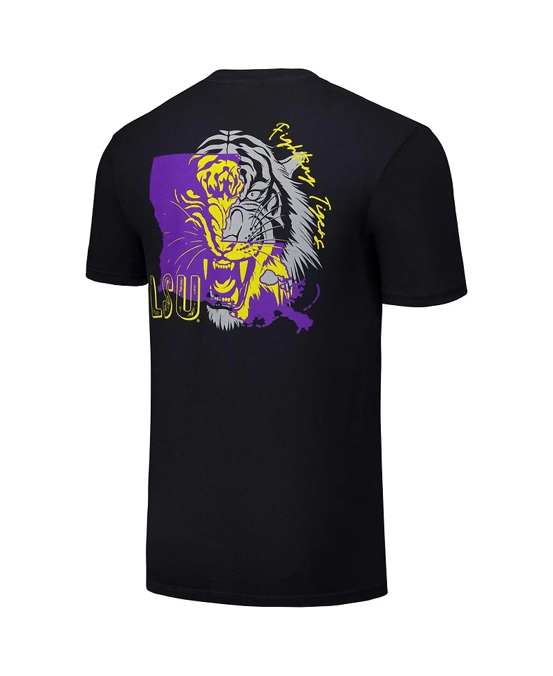 Image One Men's and Women's Black Lsu Tigers Hyper Local Two-Tone Mascot State T-Shirt